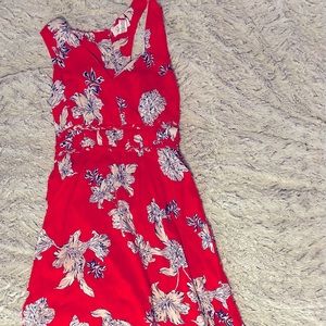 Red, white and blue floral maxi dress.